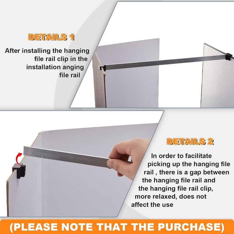 Epakh 8 Pieces Metal Hanging Divider Rail Clip File 4 Pieces File Cabinet Rails for Hanging Folder Frame for Storage - Image 5